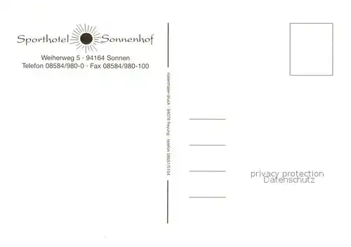 AK / Ansichtskarte Sonnen_Niederbayern Sporthotel Sonnenhof Restaurant Terrasse Sonnen Niederbayern
