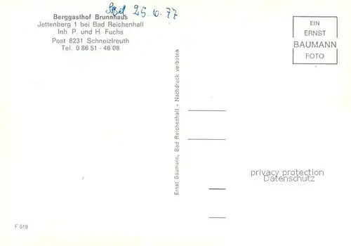 AK / Ansichtskarte Schneizlreuth Berggasthof Brunnhaus Wasserfall Schneizlreuth