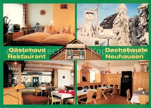 AK / Ansichtskarte Neuhausen_Erzgebirge Gaestehaus Restaurant Dachsbaude Fremdenzimmer Winterlandschaft Neuhausen Erzgebirge