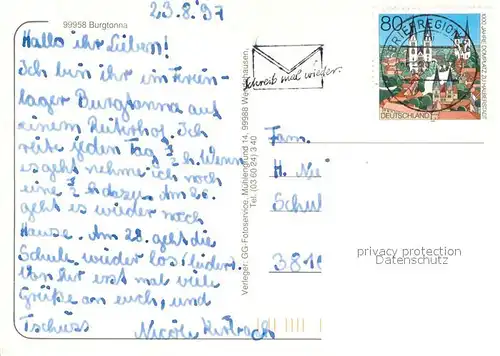 AK / Ansichtskarte Burgtonna An den Fahnerschen Hoehen Wohnhaus an der Trift Angerpforte Kirche Sportlerheim 