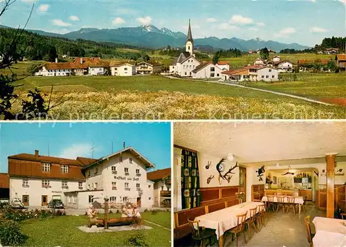 AK / Ansichtskarte Neukirchen_Straubing Bogen Gasthof Zur Post Restaurant Gesamtansicht mit Alpenpanorama Neukirchen