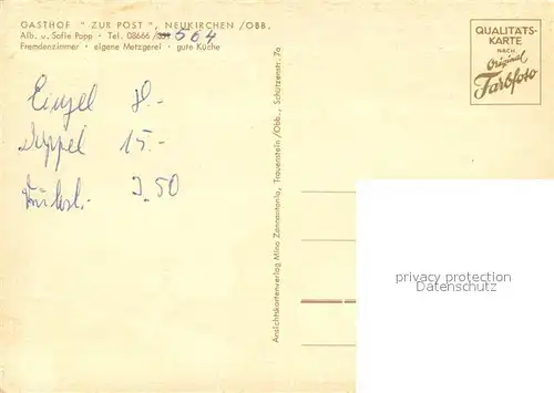 AK / Ansichtskarte Neukirchen_Straubing Bogen Gasthof Zur Post Restaurant Gesamtansicht mit Alpenpanorama Neukirchen