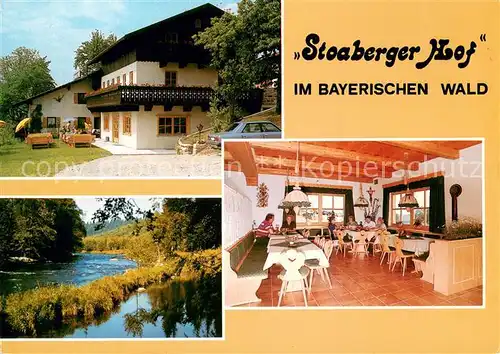 AK / Ansichtskarte Neukirchen_Wald Gasthof Restaurant Stoaberger Hof im Bayerischen Wald Landschaftspanorama Partie am Wasser Neukirchen Wald