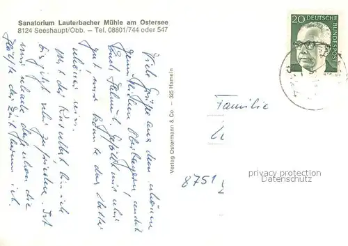 AK / Ansichtskarte Seeshaupt Sanatorium Lauterbacher Muehle am Ostersee Restaurant Seeshaupt