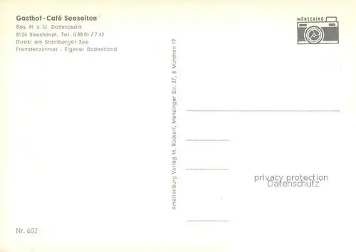 AK / Ansichtskarte Seeshaupt Gasthof Cafe Seeseiten am Starnberger See Seeshaupt