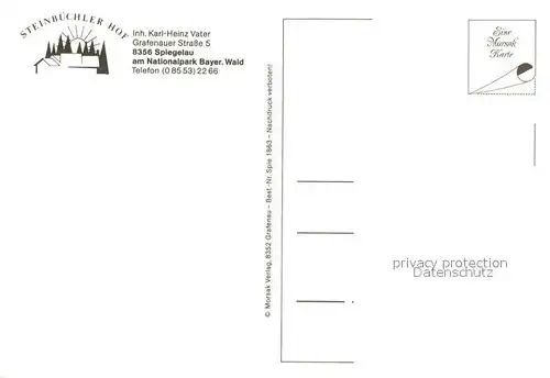 AK / Ansichtskarte Spiegelau Steinbuechler Hof Nationalpark Bayerischer Wald Spiegelau