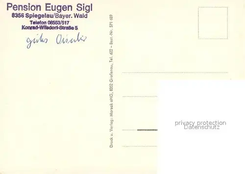 AK / Ansichtskarte Spiegelau Pension Eugen Sigl im Bayerischen Wald Spiegelau