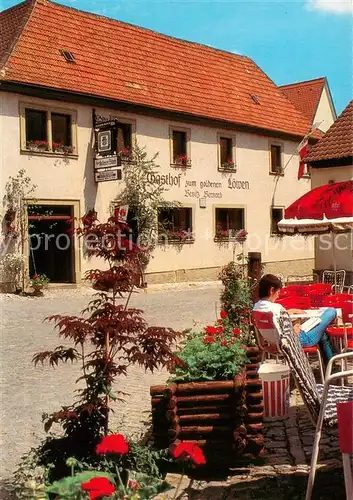 AK / Ansichtskarte Sulzfeld_Main Gasthof zum Goldenen Loewen Geburtshaus der Meterbratwurst Sulzfeld Main