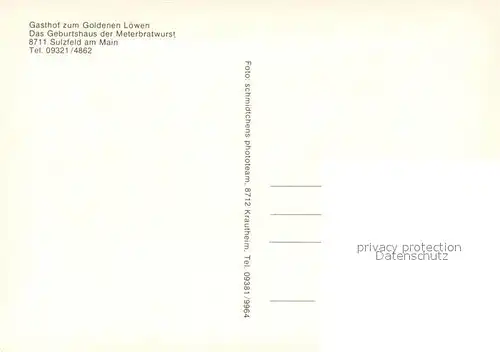 AK / Ansichtskarte Sulzfeld_Main Gasthof zum Goldenen Loewen Geburtshaus der Meterbratwurst Sulzfeld Main