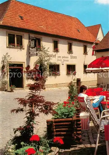 AK / Ansichtskarte Sulzfeld_Main Gasthof zum Goldenen Loewen Geburtshaus der Meterbratwurst Sulzfeld Main
