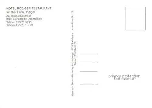 AK / Ansichtskarte Staffelstein Hotel Roediger Restaurant Hallenbad Staffelstein