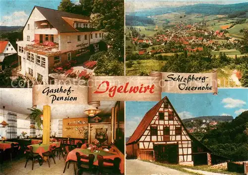 AK / Ansichtskarte Osternohe Gasthof Pension Igelwirt Restaurant Scheune Fachwerk Schlossberg Panorama Osternohe