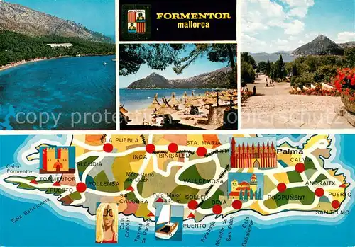 AK / Ansichtskarte Formentor Panorama Strandpartien Inselkarte Formentor