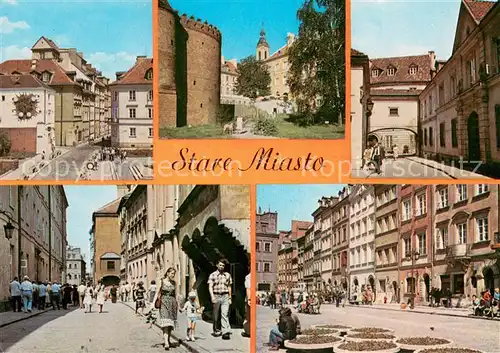 AK / Ansichtskarte Warszawa Stare Miasto Widok na ulice Piekarska Fragment Barbakanu Ulice Dziekania Jezuicka Na Rynku Starego Miasta Warszawa