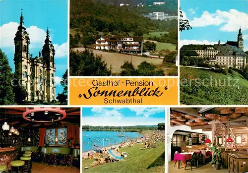 AK / Ansichtskarte Schwabthal Kirche Gasthof Pension Sonnenblick Bar Gaststube Strand Schwabthal