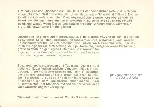 AK / Ansichtskarte Schwabthal Kirche Gasthof Pension Sonnenblick Bar Gaststube Strand Schwabthal