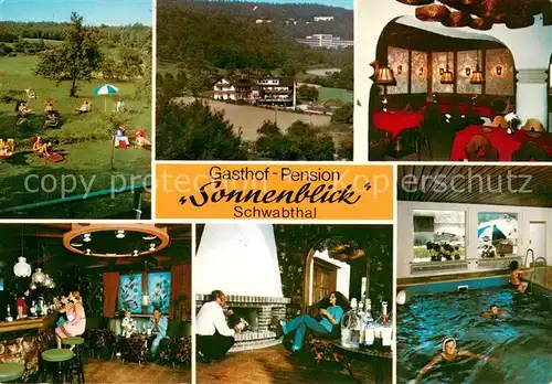 AK / Ansichtskarte Schwabthal Gasthof Pension Sonnenblick Bar Kaminzimmer Hallenbad Liegewiese Schwabthal