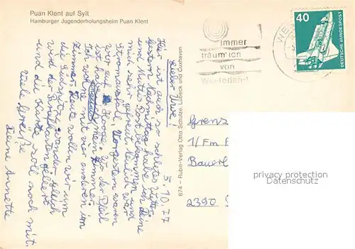 AK / Ansichtskarte Sylt Hamburger Jugenderholungsheim Puan Klent Details Sylt