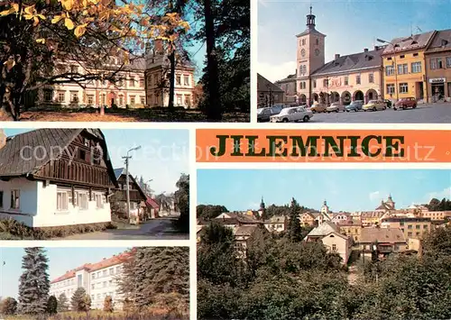 AK / Ansichtskarte Jilemnice Novorenesancni zamek dnes muzeum Namesti Zvedava ulicka Nemocnice Stred mesta Jilemnice