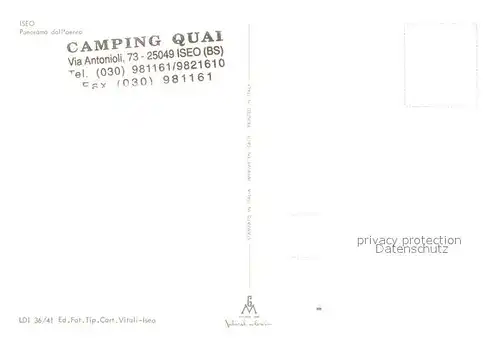 AK / Ansichtskarte Iseo Fliegeraufnahme mit Camping Quai Iseo