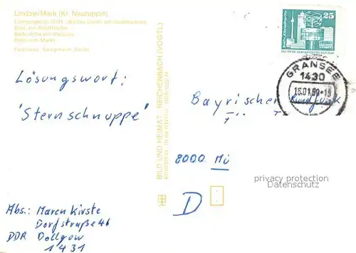 AK / Ansichtskarte Lindow_Mark Campingplatz Weisser Sand Stadtkirche Badestelle Wutzsee Markt Lindow Mark