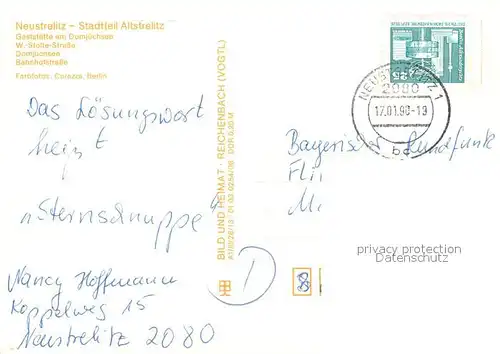 AK / Ansichtskarte Alt_Strelitz Gaststaette am Domjuechsee Stolte Strasse Domjuechsee Bahnhofstrasse Alt_Strelitz