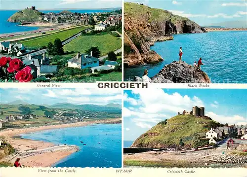 AK / Ansichtskarte Criccieth General view Black Rocks View from the Castle Criccieth Castle Criccieth