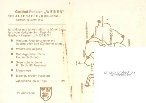 AK / Ansichtskarte Altenaffeln Gasthof Pension Weber Gastraeume Altenaffeln