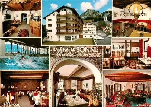 AK / Ansichtskarte Hindelang Badhotel Sonne mit Chesa Schneider hallenbad Bierstube Appartement Restaurant Kaminstube Hindelang