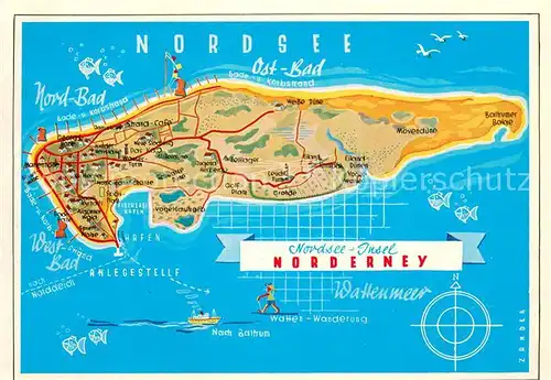 AK / Ansichtskarte Norderney_Nordseebad Inselkarte Norderney_Nordseebad