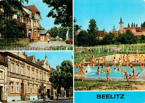 AK / Ansichtskarte Beelitz_Mark Einkaufszentrum HO Gaststaette Stadt Beelitz Stadtbad Beelitz Mark