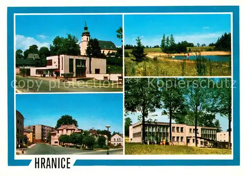 AK / Ansichtskarte Hranice_nad_Morave Kirche Seepartie Teilansichten Hranice_nad_Morave