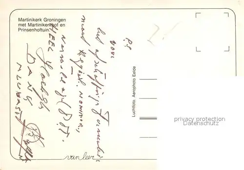 AK / Ansichtskarte Groningen Martinikerk met Martinikerkhof en Prinsenhoftuin luchtopname Groningen