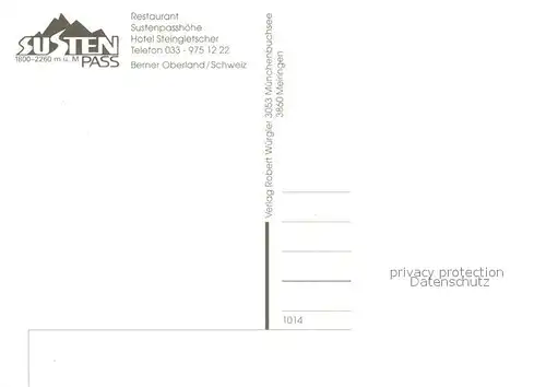 AK / Ansichtskarte Sustenpass Restaurant Sustenpasshoehe Hotel Steingletscher Alpen Sustenpass