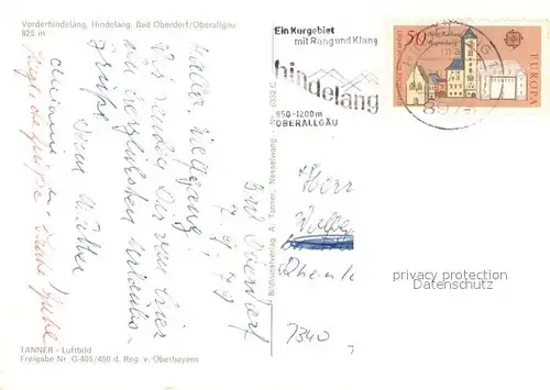 AK / Ansichtskarte Vorderhindelang Alpenpanorama Allgaeuer Alpen Fliegeraufnahme Vorderhindelang