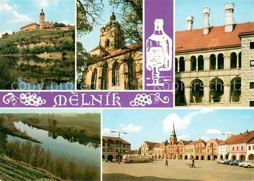 AK / Ansichtskarte Melnik_Tschechien Schloss Zusammenfluss von Elbe und Moldau Friedensplatz Melnik Tschechien