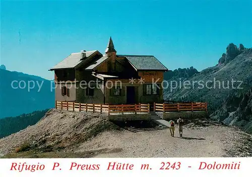 AK / Ansichtskarte Preusshuette_Dolomiti Rifugio Gruppo del Catinaccio Berghuette im Rosengarten Dolomiten 