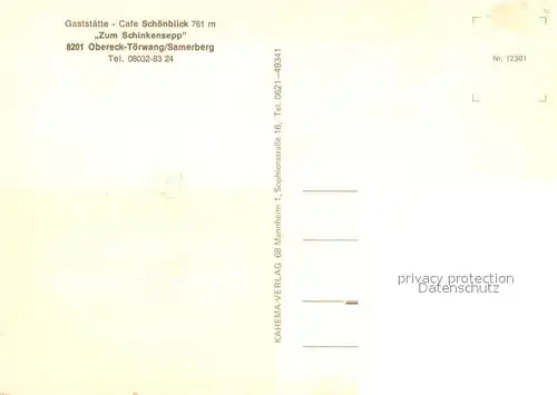AK / Ansichtskarte Toerwang Gaststaette Cafe Schoenlick Zum Schinkensepp Terrasse Toerwang