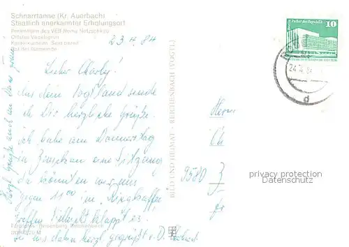 AK / Ansichtskarte Schnarrtanne Ferienheim des VEB Nema Netzschkau OT Vogelsgruen Kinderkurheim Rat der Gemeinde Schnarrtanne