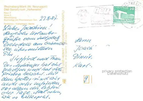 AK / Ansichtskarte Rheinsberg Diaet Sanatorium Hohenelse Wandelgang Bootssteg am Rheinsberger See Rheinsberg