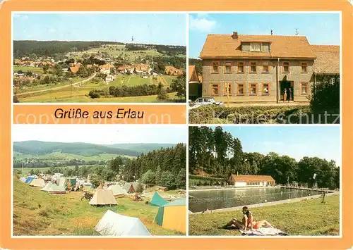 AK / Ansichtskarte Erlau_Schleusingen Panorama Konsumgaststaette Zur Erholung Campingplatz Waldbad Freibad 