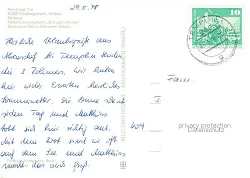 AK / Ansichtskarte Templin Prenzlauer Tor FDGB Erholungsheime Rathaus Neubauten Minna Ostrowski Strasse Templin