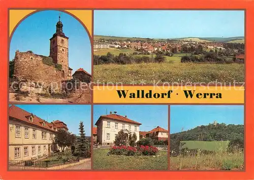 AK / Ansichtskarte Walldorf_Meiningen Wehrkirche uebersicht Feierabendheim Rat der Gemeinde Schloss Landsberg Walldorf Meiningen