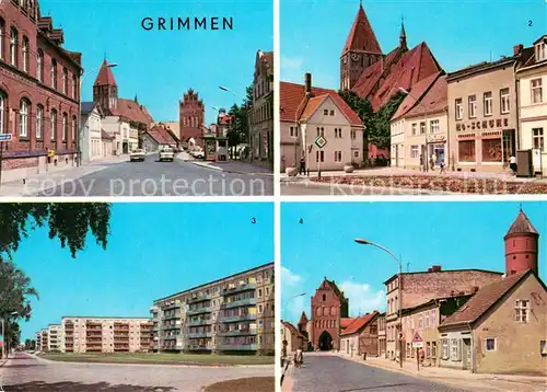 AK / Ansichtskarte Grimmen Karl Marx Strasse Platz der Freundschaft Heinrich Heine Strasse Greifswalder Tor Grimmen