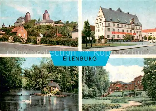 AK / Ansichtskarte Eilenburg Schloss Stadtpark Schwanenteich Rathaus Bahnhof Eilenburg