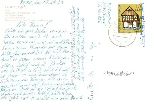 AK / Ansichtskarte Sassnitz_Ostseebad_Ruegen Stele Neustadt Ruegener Ring Karl Marx Strasse Stubnitz Lichtspiele Seemannsheim Ruegenhotel Sassnitz_Ostseebad_Ruegen