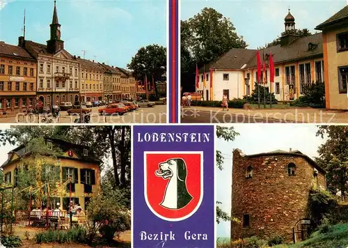 AK / Ansichtskarte Bad_Lobenstein_Thueringen Markt Kreiskulturhaus Parkpavillon Alter Turm Wappen Bad_Lobenstein_Thueringen