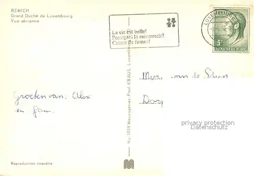 AK / Ansichtskarte Remich Vue aerienne Remich