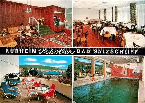 AK / Ansichtskarte Bad_Salzschlirf Kurheim Schober Halle Terrasse Restaurant Hallenbad Bad_Salzschlirf