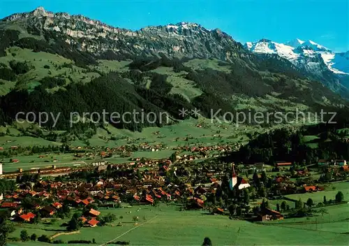 AK / Ansichtskarte Frutigen_BE Gesamtansicht mit Berner Alpen Fliegeraufnahme Frutigen BE